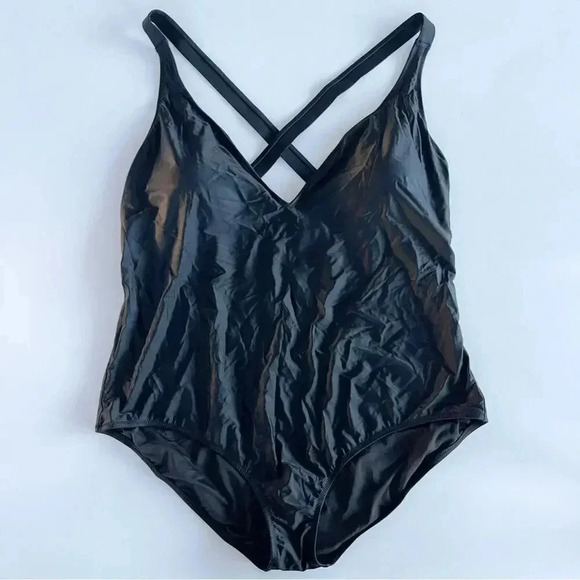 J Crew High support cross back one piece Swimsuit Plus 24 Black NWT - Picture 4 of 7